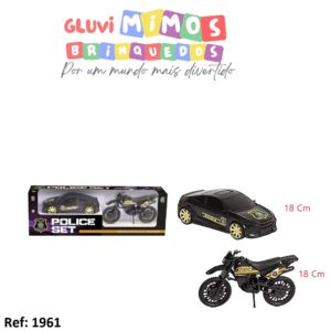 Carro+Moto Bs Toys Police Set 18 Cm e 18 Cm