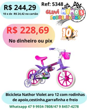 Bicicleta Infantil Nathor Aro 12 - Violet