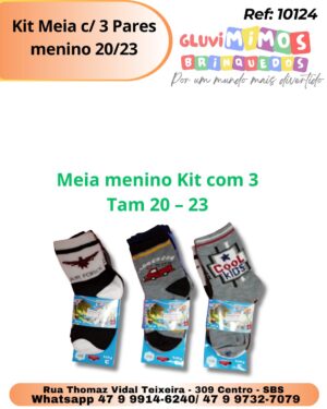 Kit Meia c/ 3 Pares menino 20/23