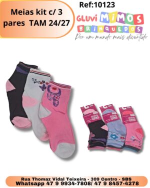 Meias kit c/ 3 pares  TAM 24/27