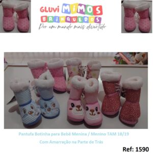 Pantufa Botinha para Bebê Menina / Menino TAM 18/19