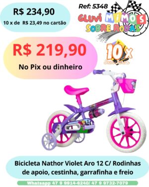 Bicicleta Infantil Nathor Aro 12 - Violet