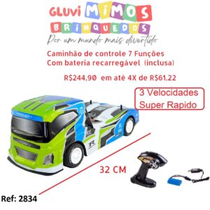 Caminhão com Controle Remoto com 3 velocidades - 7 Funções CKS Cores sortidas