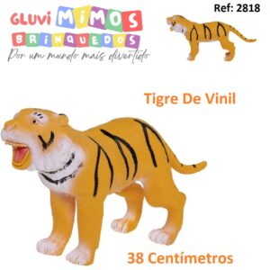 Tigre De Vinil Cor Amarelo 38 Centímetros  - Db Play