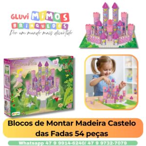 Blocos de Montar Madeira Castelo das Fadas 54 peças