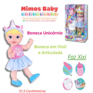 Boneca Babys Collection Unicórnio Super Toys 32 Centímetros