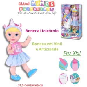 Boneca Babys Collection Unicórnio Super Toys 32 Centímetros