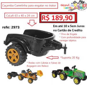 Caçamba Carretinha Preto Big Para Trator Fazendeiro Biemme