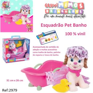 Cachorro Patrulha Esquadrão Canina Pet Banho Menina Rosa 31cm x 26 cm
