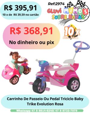 Carrinho De Passeio Ou Pedal Triciclo Baby Trike Evolution