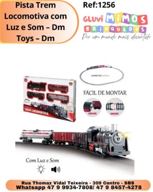 Pista Trem Locomotiva com Luz e Som - Dm Toys - Dm