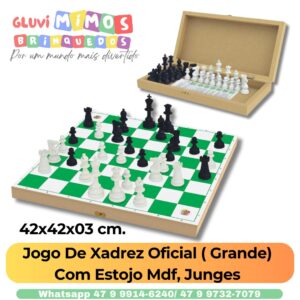 Jogo De Xadrez Oficial ( Grande) Com Estojo Mdf, Junges