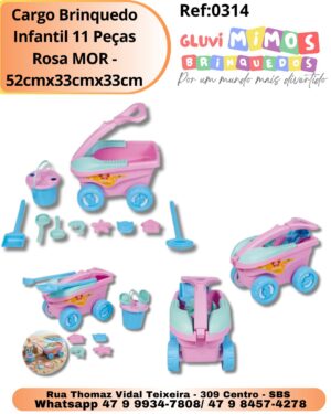 Cargo Brinquedo Infantil 11 Peças Rosa MOR - 52cmx33cmx33cm