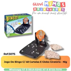 Jogo De Bingo C/ 48 Cartelas E Globo Giratório - Nig