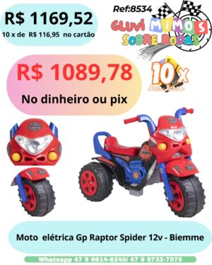 Moto Elétrica Gp Raptor Spider 12v - Biemme