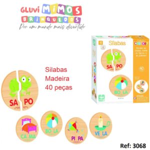 Jogo Educativo Sílabas Crescer - Nig Brinquedos  - 40 Peças - Madeira