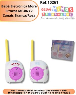Babá Eletrônica More Fitness MF-863 2 Canais Branca / Rosa