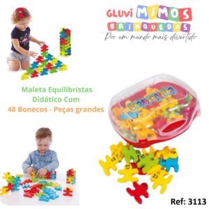Brinquedo Maleta Equilibristas Didático Com 48 Bonecos - Peças grandes