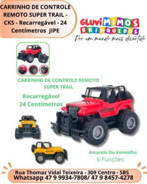 CARRINHO DE CONTROLE REMOTO SUPER TRAIL - CKS - Recarregável - 24 Centímetros  JIPE