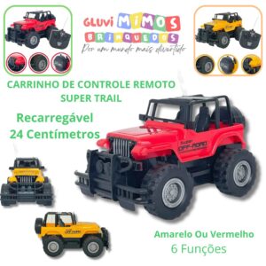 CARRINHO DE CONTROLE REMOTO SUPER TRAIL - CKS - Recarregável - 24 Centímetros  JIPE