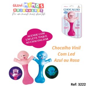 Chocalho Vinil Com Led  Azul ou Rosa Unidade