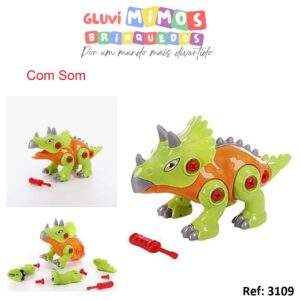 Dinossauro Triceratops Desmontável- Com Som 42 cm x 25 cm
