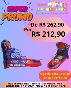 Jogo Basquete Eletrônico De Mesa Arcade Luz E Som Da Nba