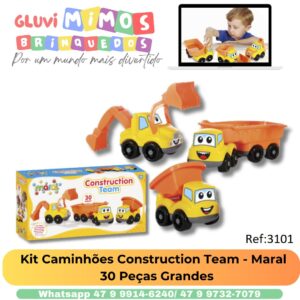 Kit Caminhões Construction Team - Maral -30 Peças Grandes