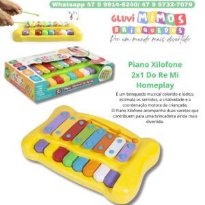 Brinquedo Piano Xilofone Amarelo 2x1 Do Re Mi Homeplay