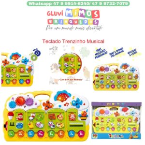 trenzinho musical com letras numeros e som dos animais - DM TOYS