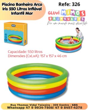 Piscina Banheira Arco Iris 550 Litros Inflável Infantil Mor
