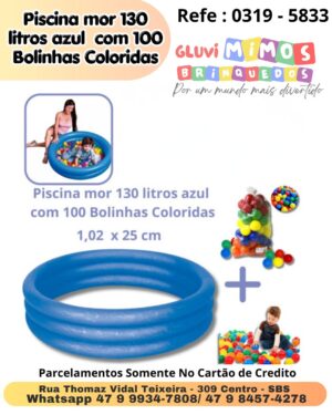 Piscina mor 130 litros azul  com 100 Bolinhas Coloridas