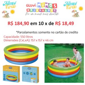Piscina Banheira Arco Iris 550 Litros Inflável Infantil Mor