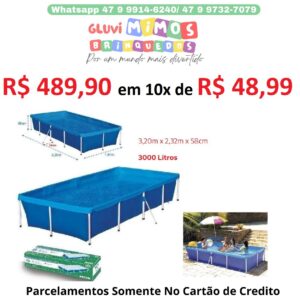 Piscina 3000 L de Lona com Armação de Ferro