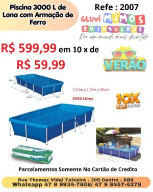 Piscina 3000 L de Lona com Armação de Ferro