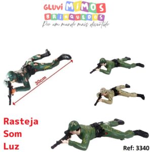 Boneco soldado rastejando  + som e luz  - Wellmix