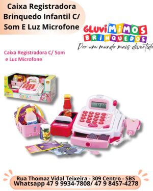 Caixa Registradora Brinquedo Infantil C/ Som E Luz Microfone
