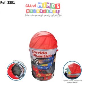 Organizador Cesto Corrida  Porta Objetos e Brinquedos Infantil Dobravel DM Toys