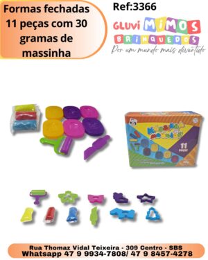 Formas fechadas 11 peças com 30 gramas de massinha