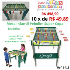 Mesa Infantil Pebolim Super Copa - Xalingo - Madeira