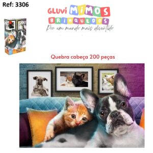 Quebra-cabeça 200 Peças Animais - Melhores Amigos Grow