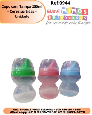 Copo com Tampa 250ml - Cores sortidas - Unidade
