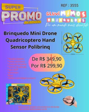 Brinquedo Mini Drone Quadricoptero Hand Sensor Polibrinq
