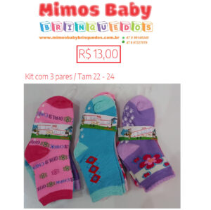 Kit com 3 pares de Meia - menina Tam 22 - 24