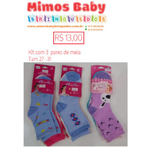 Kit Meia  com 3 Pares -  Tam 27 - 31