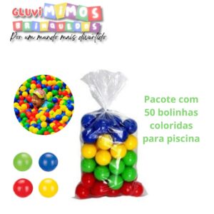 Saco com 50 unidade de bolinhas coloridas