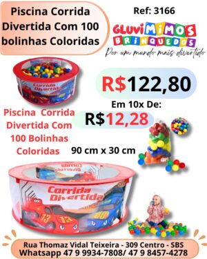 Piscina Corrida Divertida Com 100 bolinhas Coloridas