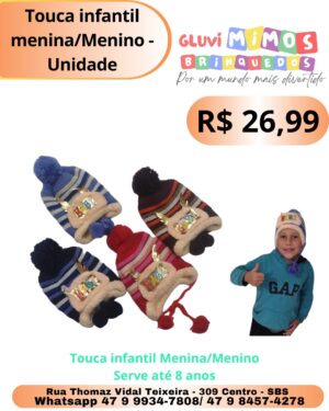 Touca Infantil Menina/ Menino Serve até 8 anos