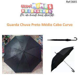 Guarda chuva preto - Médio Cabo Curvo