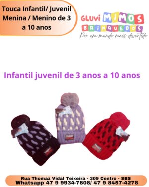 Touca Infantil/ Juvenil Menina / Menino de 3 a 10 anos